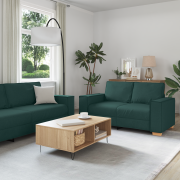 vidaXL Soffa 3+2+1 med dynor i mörkgrönt tyg