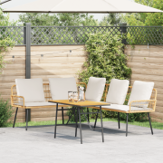 vidaXL Bistro-set med dynor 2 delar natur konstrotting