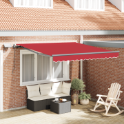 vidaXL Manuell Utdragbar Markis med LED Röd 300x250 cm