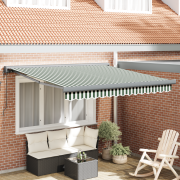 vidaXL Automatisk Utdragbar Markis Grön och Vit 300x250 cm