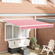 vidaXL Automatisk Utdragbar Markis Röda och Vita Ränder 350x250 cm