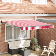 vidaXL Manuell Hopfällbar Markis Röd och Vit Rand 350x250 cm