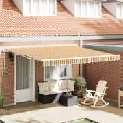 vidaXL Automatisk utdragbar markis multicolor randig 400x350 cm