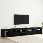 vidaXL TV-bänkar 3 stycken med LED-lampor Svart ek Konstruerat trä
