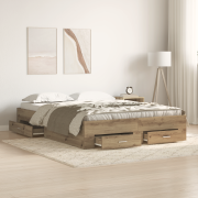 vidaXL Sängram med Lådor Artisan ek Konstruerat trä 140 x 190 cm Sängr...