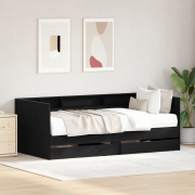 vidaXL Svart Ek Sängsoffa med Lådor Svart ek Konstruerat trä 100 x 200...
