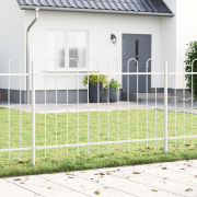 vidaXL Vit trädgårdsstängsel med hoop-top, 5.1x1 m, i stål