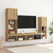 vidaXL TV-skåp med LED-lampor Artisan ek 40.5x30x102 cm