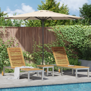 vidaXL Solsängar 2 pcs med Bord Solid Akacia