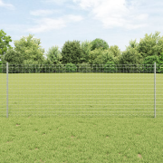 vidaXL Eurostängsel med 11 U-stolpar Silver 0,8x25 m Stål