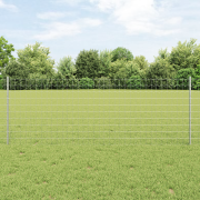 vidaXL Euro Stängsel med 5 U-stolpar Silver 0,8x10 m Stål