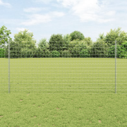 vidaXL Eurostängsel med 22 U-stolpar Silver 1,2x25 m Stål