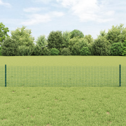 vidaXL svetsat trådstaket med 11 U-poster Grön 0.4x25 m Stål