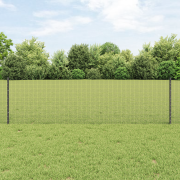 vidaXL Svetsat Stängsel med 5 U-poster Grå 0.6x10 m Stål