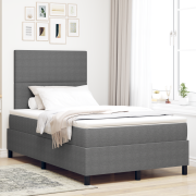 vidaXL Box Spring Säng med Madrass & LED Lampa Grå Liten Dubbel Velour...