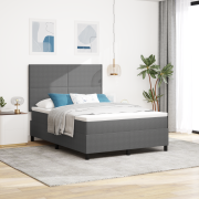 vidaXL Säng med resårbotten med madrass&LED-ljus Grå 160x200 cm Kordfl...