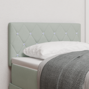 vidaXL LED Sänggavel Kristallknapp Vadderad Ljusgrå 80 cm Sammet