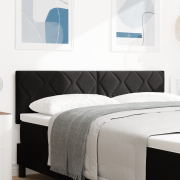 vidaXL LED Huvudgavel Diamant Block Design Svart 144 cm Sammet