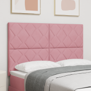vidaXL LED Sänggavel Diamantblock Design Rosa 144 cm Sammet