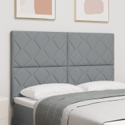 vidaXL LED-sänggavel Diamantblock Design Ljusgrå 160 cm Tyg