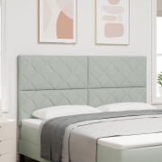 vidaXL LED Huvudgavel Diamantblock Design Ljusgrå 180 cm Sammet