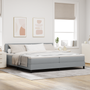 vidaXL Boxfjäder Madrass Ljusgrå 200x200 cm Tyg