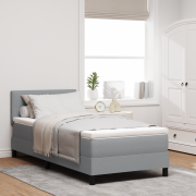 vidaXL Boxspring Säng med Madrass Ljusgrå 80x200 cm Tyg