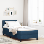 vidaXL Boxfjädersäng med madrass Blå 100x200 cm Tyg