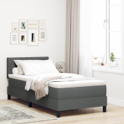 vidaXL Boxfjädrarsäng med madrass mörkgrå 90x190 cm tyg
