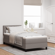 vidaXL Box vår säng med madrass Taupe 100x200 cm Tyg