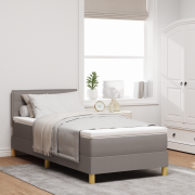 vidaXL Sängbotten med madrass Taupe 100x200 cm Tyg
