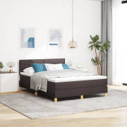 vidaXL Boxfjädersäng med madrass Mörkbrun 160x200 cm Tyg