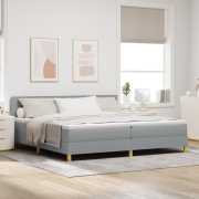 vidaXL Sängbotten med madrass ljusgrå 200x200 cm tyg