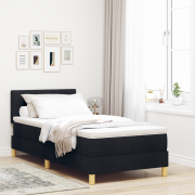 vidaXL Box våningssäng med madrass svart 90x190 cm tyg