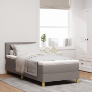 vidaXL Boxsvängsäng med madrass Taupe 100x200 cm Tyg