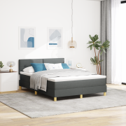 vidaXL Box Spring Säng med Madrass Mörkgrå 140x190 cm Tyg