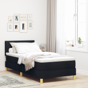 vidaXL Boxfjäder Säng med Madrass Svart 90x190 cm Tyg