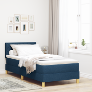 vidaXL Boxspring-säng med madrass Blå 100x200 cm Tyg
