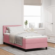 vidaXL Boxfjädersäng med madrass Rosa 90x200 cm Sammet