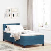 vidaXL Boxspring Säng med Madrass Mörkblå 100x200 cm Sammet