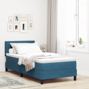 vidaXL Boxfjädermed säng med madrass Mörkblå 80x200 cm Sammet