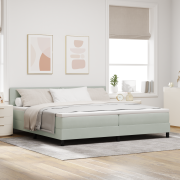 vidaXL Boxspring Säng med Madrass Ljusgrå 200x200 cm Sammet