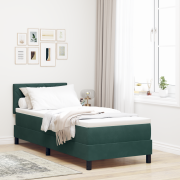 vidaXL Kontinental säng med madrass Mörkgrön 80x200 cm Sammet
