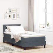vidaXL Sängbotten med madrass Mörkgrå 100x200 cm Sammet