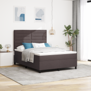 vidaXL Boxfjädersäng med madrass mörkbrun 140x200 cm tyg