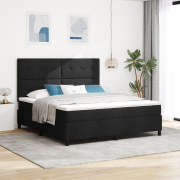 vidaXL Boxspring säng med madrass svart super king tyg