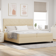 vidaXL Box Spring Säng med Madrass Kräm 200x200 cm Tyg