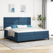 vidaXL Boxspring Säng med Madrass Blå 200x200 cm Tyg