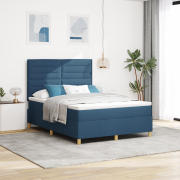 vidaXL Boxfjädersäng med madrass Blå 160x200 cm Tyg