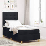 vidaXL Boxfjädringsäng med madrass svart 80x200 cm tyg